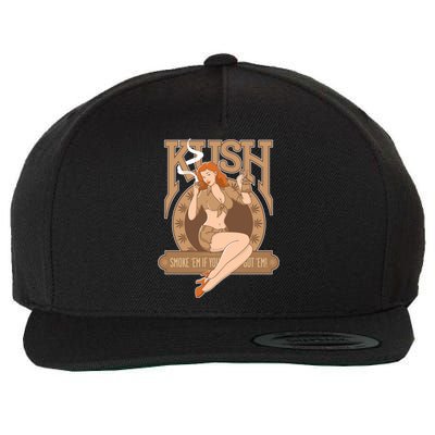 Sexy Lady Kush Smoke Marijuana Wool Snapback Cap