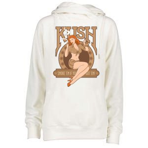 Sexy Lady Kush Smoke Marijuana Womens Funnel Neck Pullover Hood