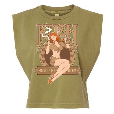 Sexy Lady Kush Smoke Marijuana Garment-Dyed Women's Muscle Tee