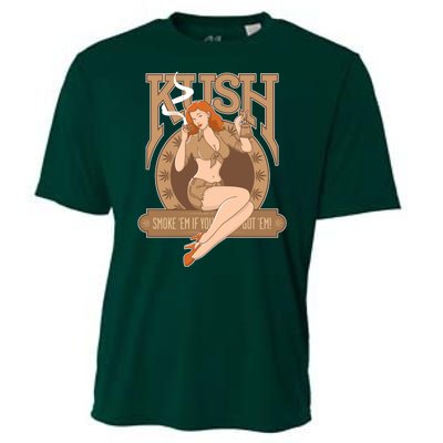 Sexy Lady Kush Smoke Marijuana Cooling Performance Crew T-Shirt