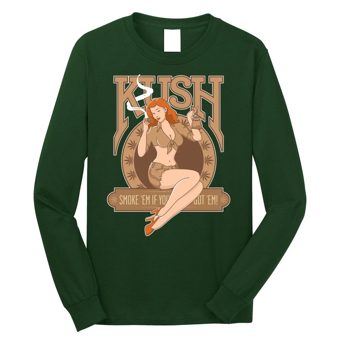 Sexy Lady Kush Smoke Marijuana Long Sleeve Shirt