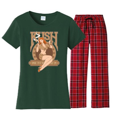 Sexy Lady Kush Smoke Marijuana Women's Flannel Pajama Set