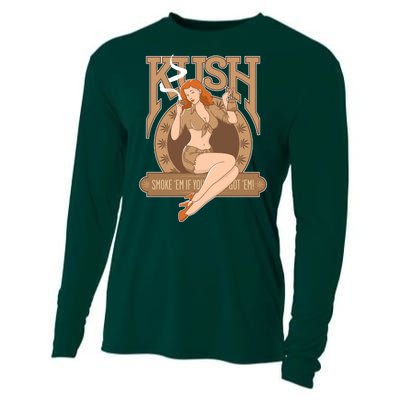 Sexy Lady Kush Smoke Marijuana Cooling Performance Long Sleeve Crew