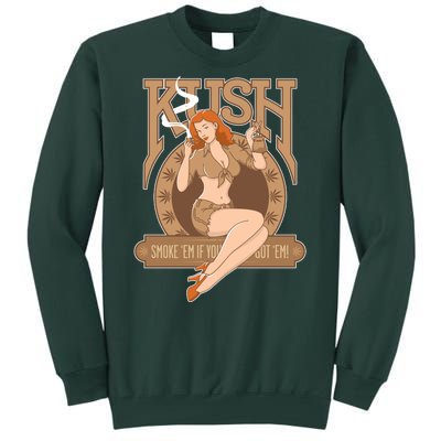 Sexy Lady Kush Smoke Marijuana Tall Sweatshirt