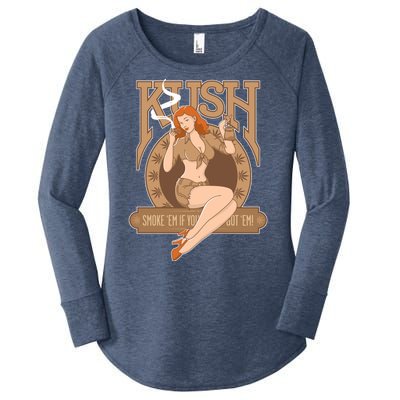 Sexy Lady Kush Smoke Marijuana Women's Perfect Tri Tunic Long Sleeve Shirt