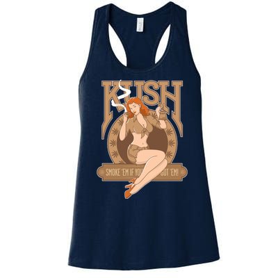 Sexy Lady Kush Smoke Marijuana Women's Racerback Tank