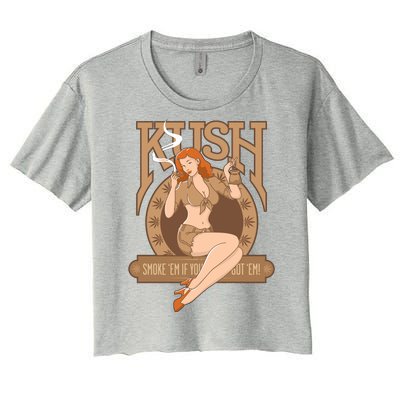 Sexy Lady Kush Smoke Marijuana Women's Crop Top Tee