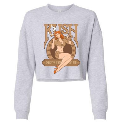 Sexy Lady Kush Smoke Marijuana Cropped Pullover Crew