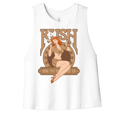 Sexy Lady Kush Smoke Marijuana Women's Racerback Cropped Tank