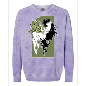 Sexy Lady Smoking Cannabis Dress Colorblast Crewneck Sweatshirt