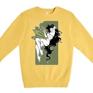 Sexy Lady Smoking Cannabis Dress Premium Crewneck Sweatshirt