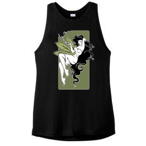 Sexy Lady Smoking Cannabis Dress Ladies PosiCharge Tri-Blend Wicking Tank