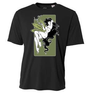 Sexy Lady Smoking Cannabis Dress Cooling Performance Crew T-Shirt