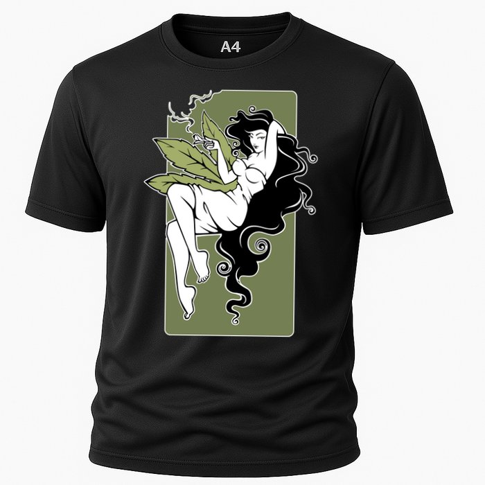 Sexy Lady Smoking Cannabis Dress Performance Shirt