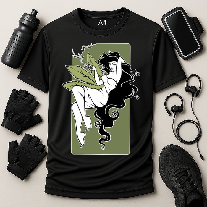 Sexy Lady Smoking Cannabis Dress Performance Shirt