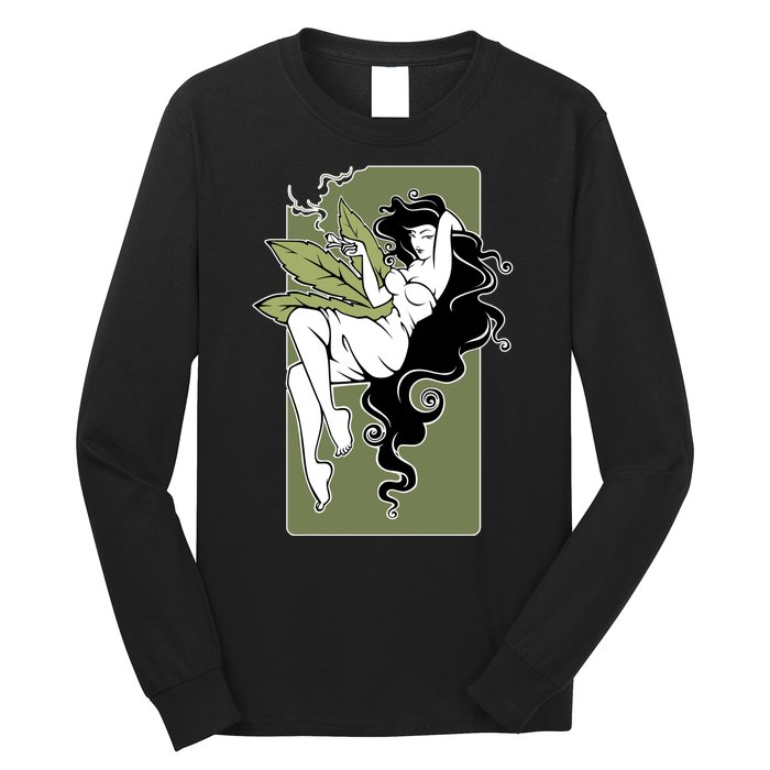 Sexy Lady Smoking Cannabis Dress Long Sleeve Shirt