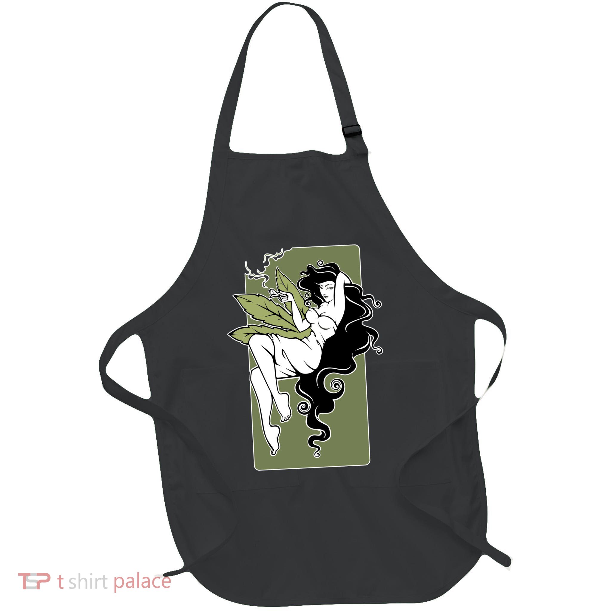 Sexy Lady Smoking Cannabis Dress Full-Length Apron With Pockets