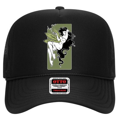 Sexy Lady Smoking Cannabis Dress Trucker Hat