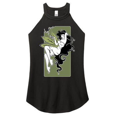 Sexy Lady Smoking Cannabis Dress Women's Perfect Tri Rocker Tank
