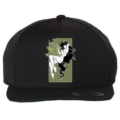 Sexy Lady Smoking Cannabis Dress Wool Snapback Cap