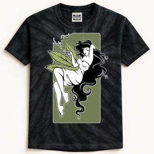 Sexy Lady Smoking Cannabis Dress Kids Tie-Dye T-Shirt