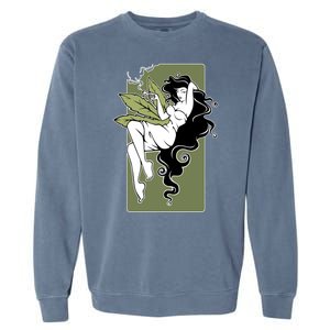 Sexy Lady Smoking Cannabis Dress Garment-Dyed Sweatshirt