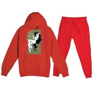 Sexy Lady Smoking Cannabis Dress Premium Hooded Sweatsuit Set