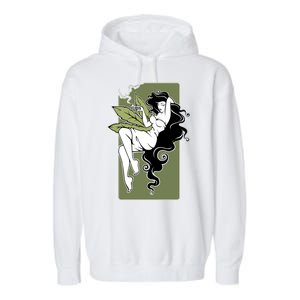 Sexy Lady Smoking Cannabis Dress Garment-Dyed Fleece Hoodie