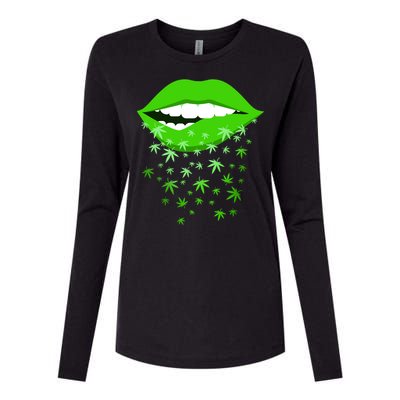 Sexy Lips Cannabis Marijuana Weed Womens Cotton Relaxed Long Sleeve T-Shirt