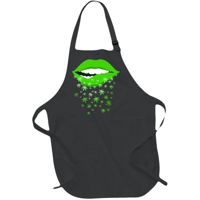 Sexy Lips Cannabis Marijuana Weed Full-Length Apron With Pockets