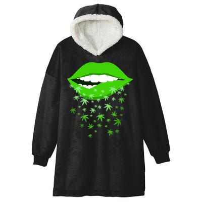 Sexy Lips Cannabis Marijuana Weed Hooded Wearable Blanket