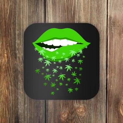 Sexy Lips Cannabis Marijuana Weed Coaster