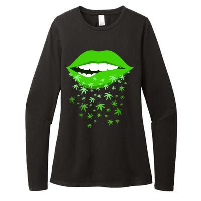 Sexy Lips Cannabis Marijuana Weed Womens CVC Long Sleeve Shirt