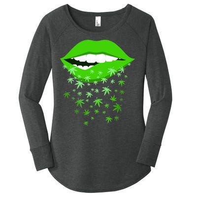 Sexy Lips Cannabis Marijuana Weed Women's Perfect Tri Tunic Long Sleeve Shirt