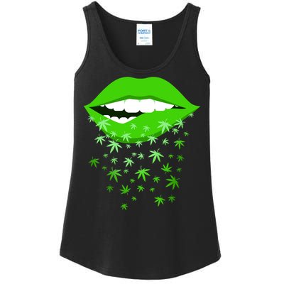 Sexy Lips Cannabis Marijuana Weed Ladies Essential Tank