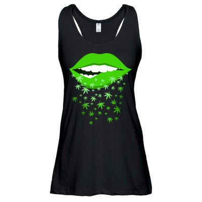 Sexy Lips Cannabis Marijuana Weed Ladies Essential Flowy Tank