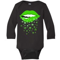 Sexy Lips Cannabis Marijuana Weed Baby Long Sleeve Bodysuit