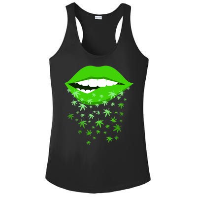 Sexy Lips Cannabis Marijuana Weed Ladies PosiCharge Competitor Racerback Tank