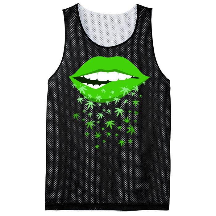 Sexy Lips Cannabis Marijuana Weed Mesh Reversible Basketball Jersey Tank