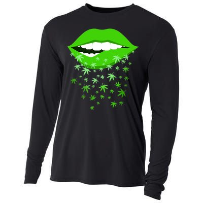 Sexy Lips Cannabis Marijuana Weed Cooling Performance Long Sleeve Crew