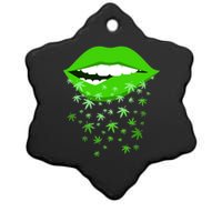 Sexy Lips Cannabis Marijuana Weed Ceramic Star Ornament