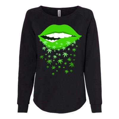 Sexy Lips Cannabis Marijuana Weed Womens California Wash Sweatshirt