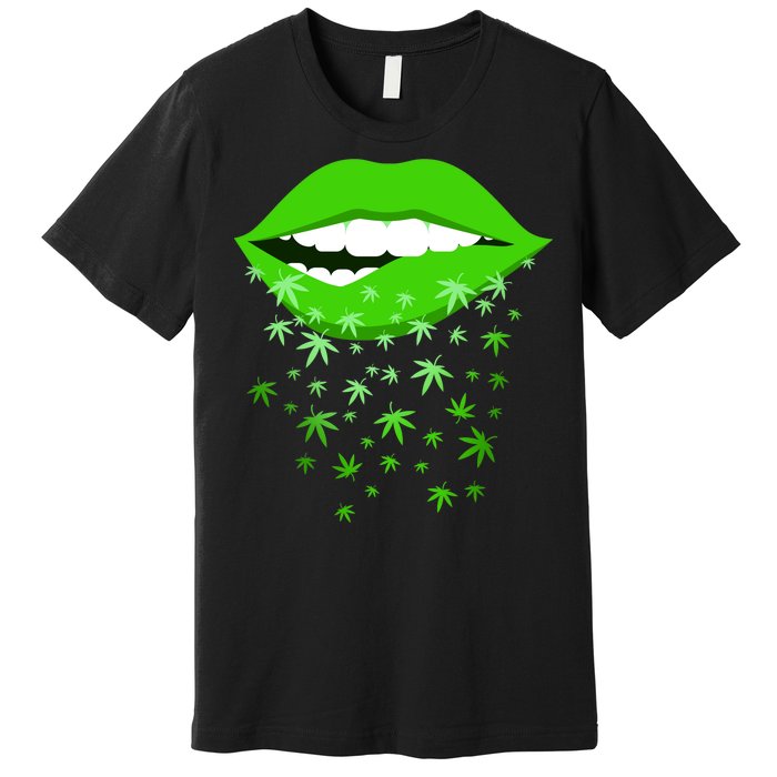 Sexy Lips Cannabis Marijuana Weed Premium T-Shirt