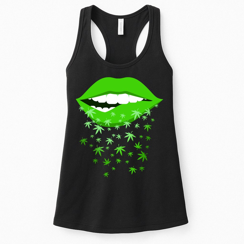 Sexy Lips Cannabis Marijuana Weed Womens Tank Top