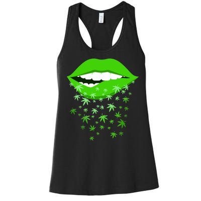 Sexy Lips Cannabis Marijuana Weed Women's Racerback Tank