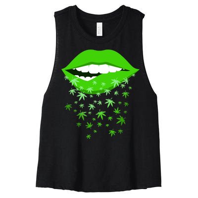 Sexy Lips Cannabis Marijuana Weed Women's Racerback Cropped Tank