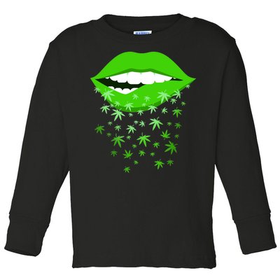 Sexy Lips Cannabis Marijuana Weed Toddler Long Sleeve Shirt