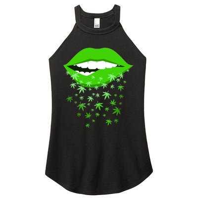 Sexy Lips Cannabis Marijuana Weed Women's Perfect Tri Rocker Tank