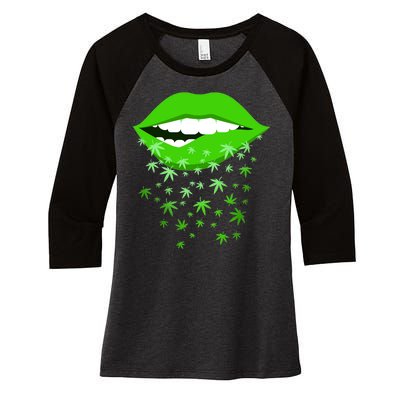 Sexy Lips Cannabis Marijuana Weed Women's Tri-Blend 3/4-Sleeve Raglan Shirt