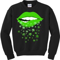 Sexy Lips Cannabis Marijuana Weed Kids Sweatshirt